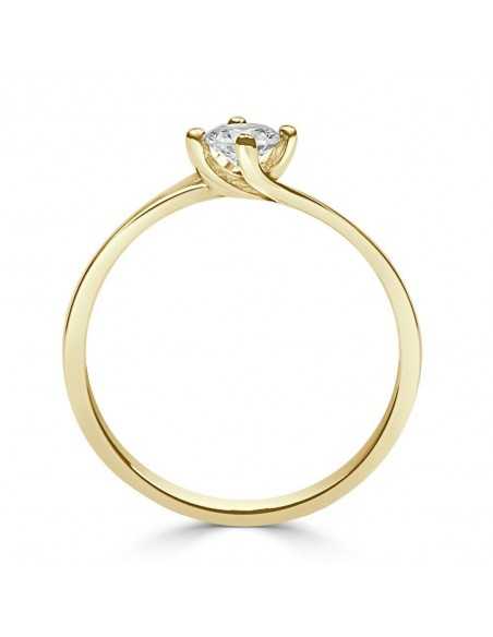 Solitario oro amarillo diamante creado 4 garras cruzado 0,30 ct.