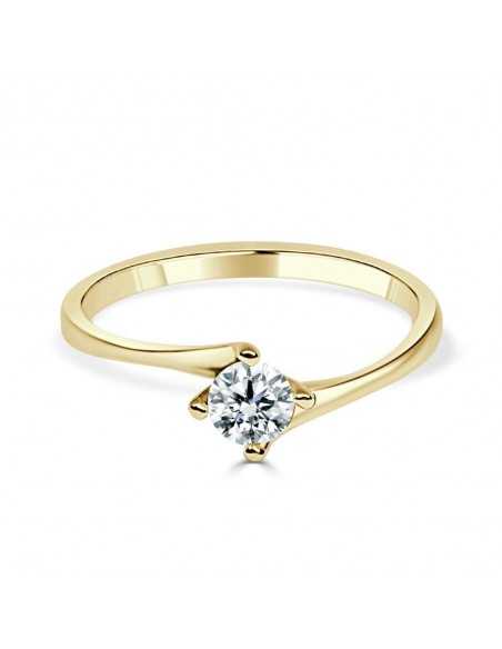 Solitario oro amarillo diamante creado 4 garras cruzado 0,30 ct.