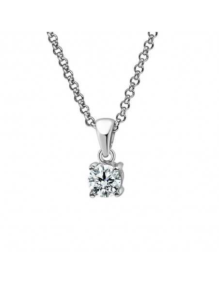 Colgante oro blanco 4 garras diamante creado 0,50ct