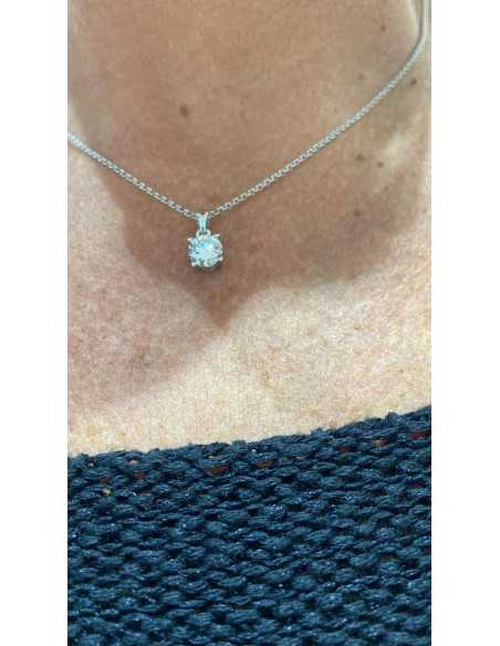 Colgante oro blanco 4 garras  diamante creado 1,00ct