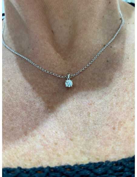 Colgante oro blanco 4 garras diamante creado 0,50ct