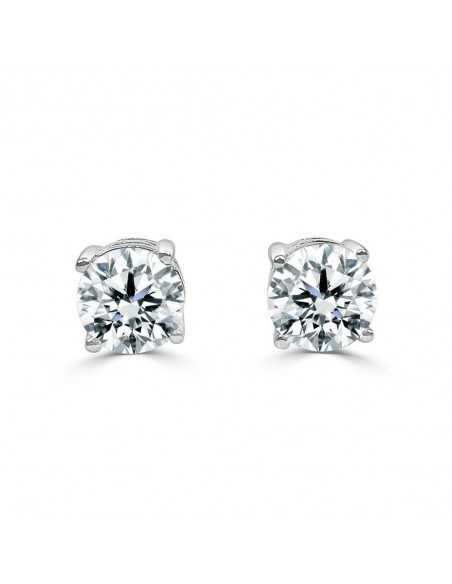 Pendiente oro blanco 4 garras diamante creado de 0,70ct (total 1,40 ct)