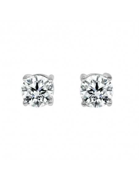 Pendiente oro blanco 4 garras diamante creado de 0,50ct (total 1,00 ct)