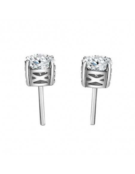 Pendiente oro blanco 4 garras diamante creado de 0,50ct (total 1,00 ct)