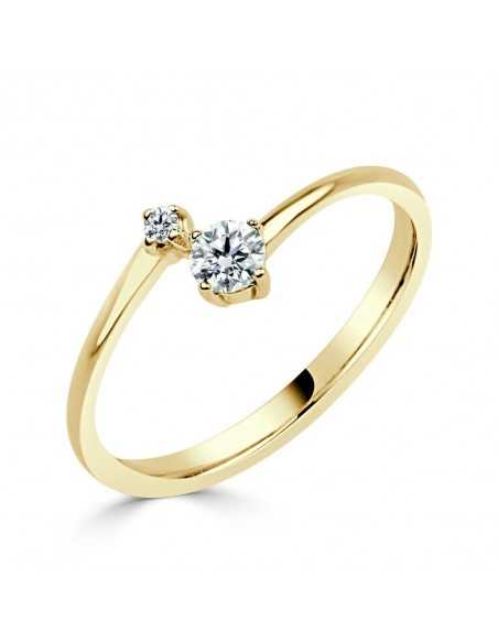 Solitario oro amarillo mini 2 diamantes creados. 0,10CT-0,015CT