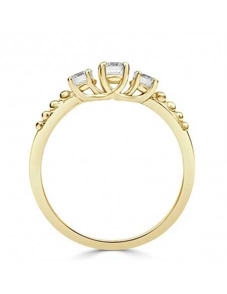 Solitario oro amarillo diamante creado tresillo mini 0,15CT-2x0,10CT