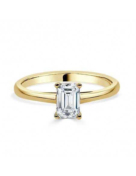 Solitario oro amarillo diamante creado talla esmeralda 0,70 CT