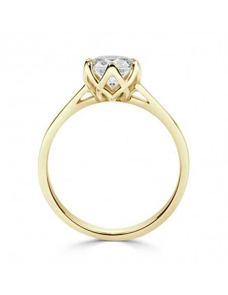 Solitario oro amarillo diamante creado 1,00 CT 6 garras