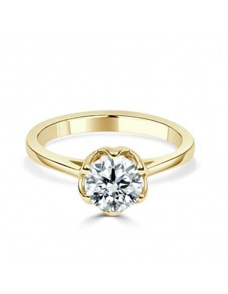 Solitario oro amarillo diamante creado 1,00 CT 6 garras