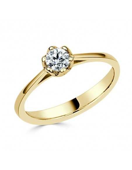 Solitario oro amarillo diamante creado  6 garras 0,30 CT