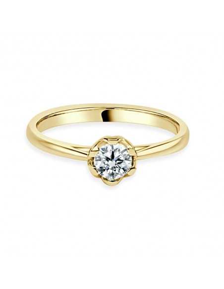 Solitario oro amarillo diamante creado  6 garras 0,30 CT