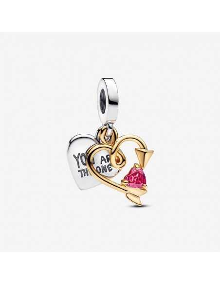 Charm Colgante Doble Corazón Grabable y Flecha Pandora 763622C01