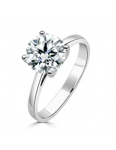Solitario oro blanco 4 garras diamante creado de 2,00 CT