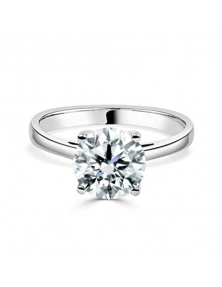 Solitario oro blanco 4 garras diamante creado de 2,00 CT