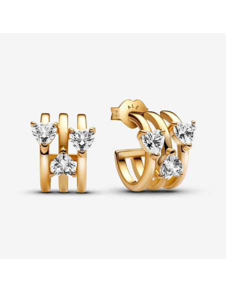 Pendientes Pandora de Aro Triple Corazón 263656C01