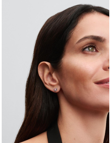 Pendientes Pandora de Botón Corazón Rosa 298427C02