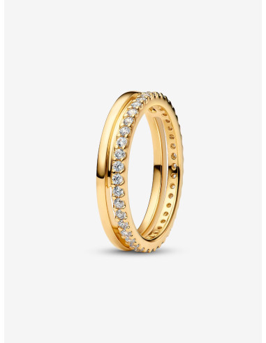 Anillo de Doble Banda Baño de Oro...