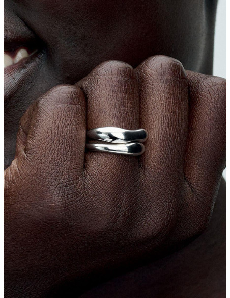 Anillo Pandora combinable plata forma orgánica 193264C00