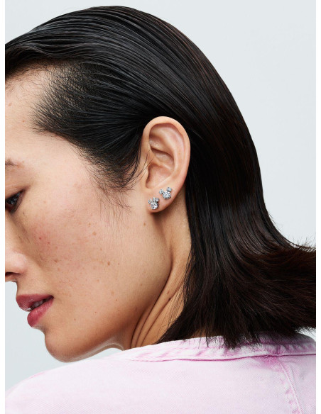 Pendientes Pandora de Botón Mickey y Minnie Mouse Brillantes de Disney 293219C01