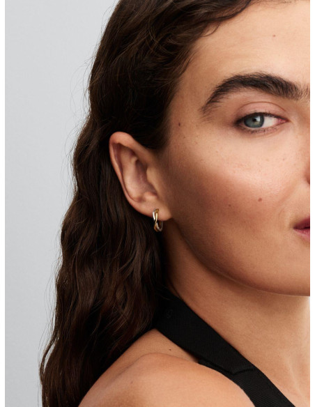 Pendientes Pandora de Aro Abiertos en Dos Tonos de Forma Orgánica 263880C00