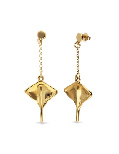 Pendientes largos mantarraya Baño oro...