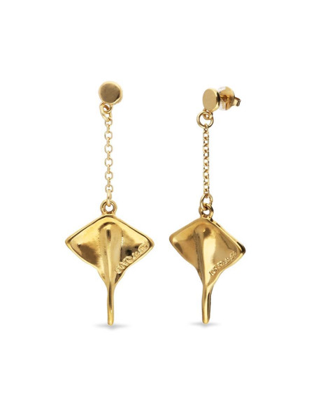 Pendientes largos mantarraya Baño oro UNOde50