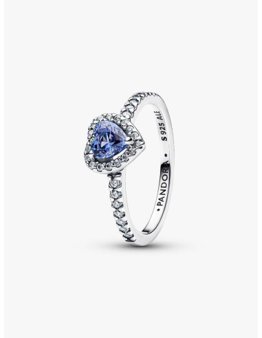 Anillo Corazón en Relieve Azul Brillante