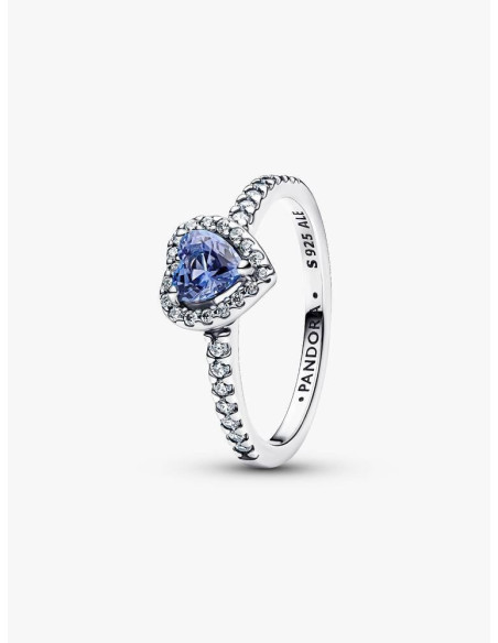Anillo Corazón en Relieve Azul Brillante