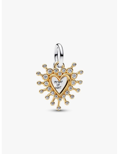 Charm Colgante Doble Corazón Radiante