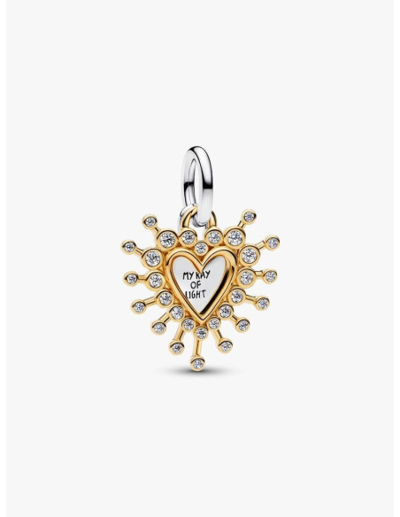 Charm Colgante Doble Corazón Radiante