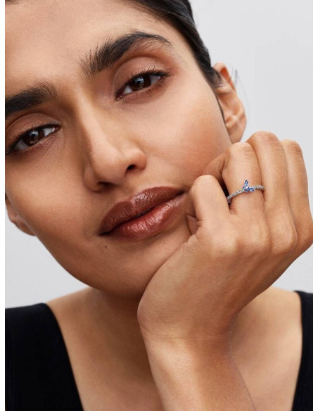 Anillo Ancho Mariposa Azul Brillante Pandora