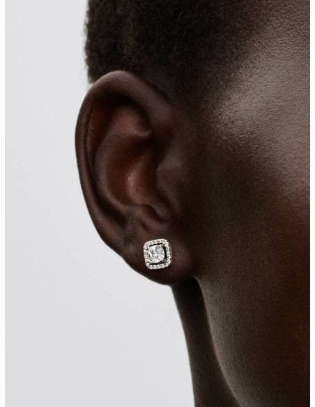 Pendientes de Botón Halo Cuadrado Brillante Pandora