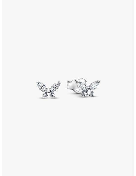 Pendientes de Botón Mariposa Blanca Pandora