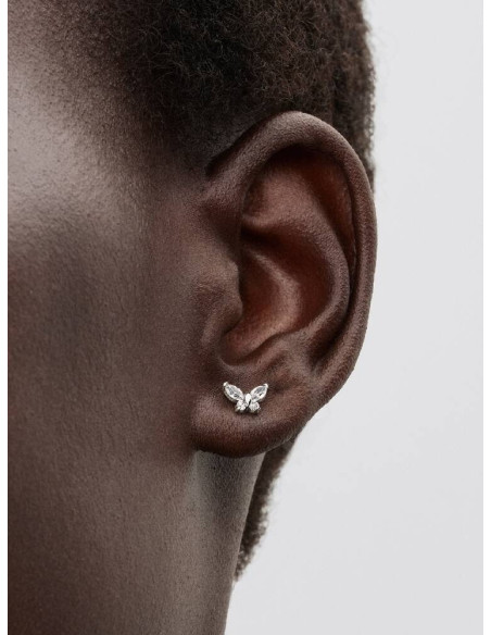 Pendientes de Botón Mariposa Blanca Pandora