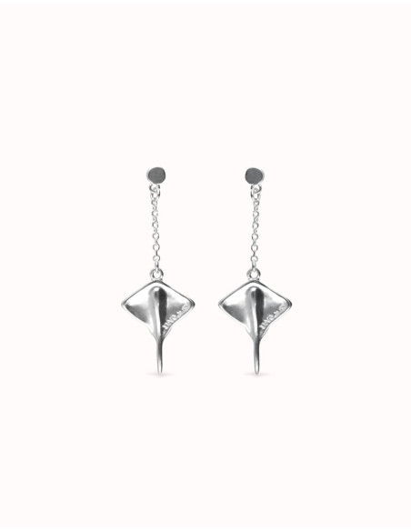 Pendientes largos mantarraya baño plata UNOde50