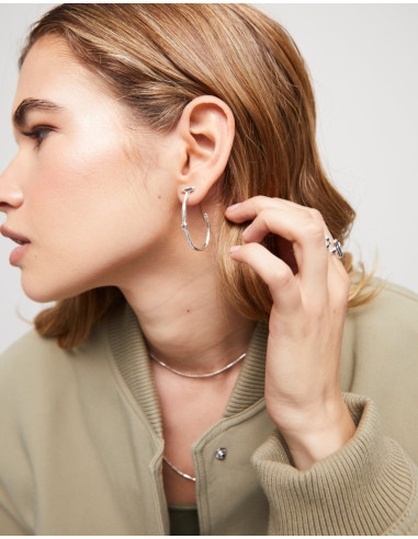 Pendientes aro baño plata UNOde50