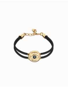 Pulsera de cuero negro con...