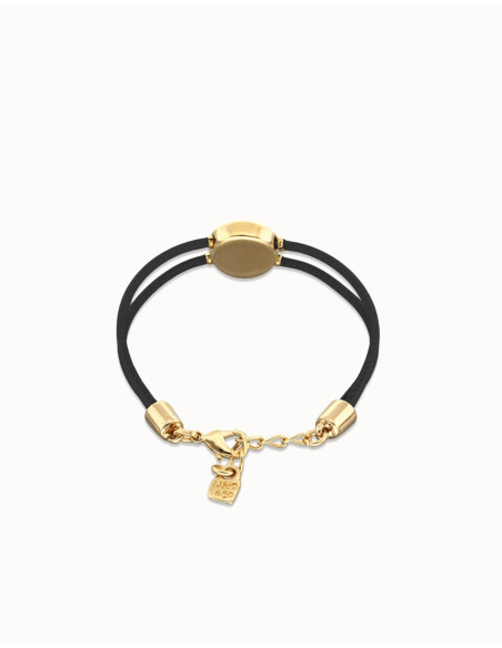 Pulsera de cuero negro con ojo dorado UNOde50