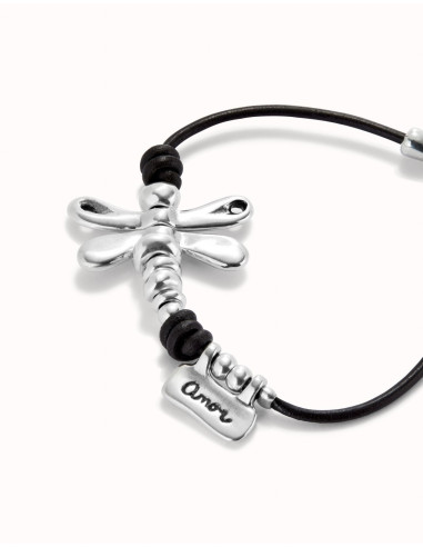 Pulsera de cuero con libelula UNOde50