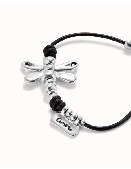 Pulsera de cuero con libelula UNOde50