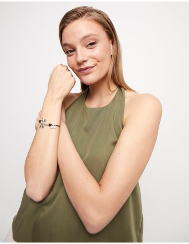 Pulsera de cuero con libelula UNOde50
