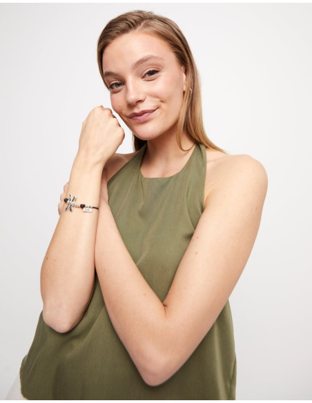Pulsera de cuero con libelula UNOde50