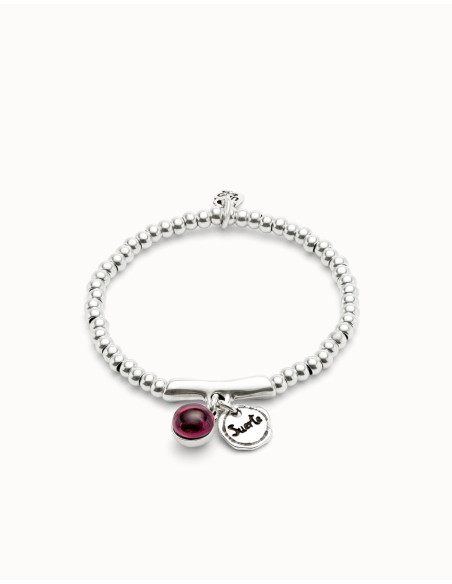 Pulsera suerte y cristal de murano granate UNOde50