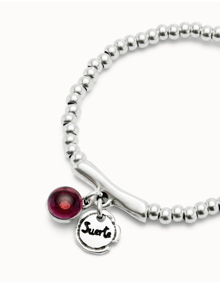 Pulsera suerte y cristal de murano granate UNOde50