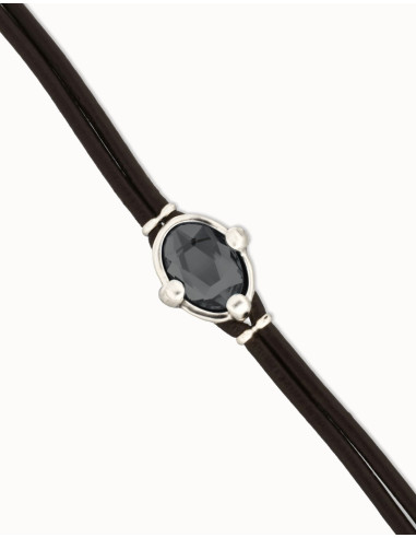 Pulsera de cuero con cristal facetado...