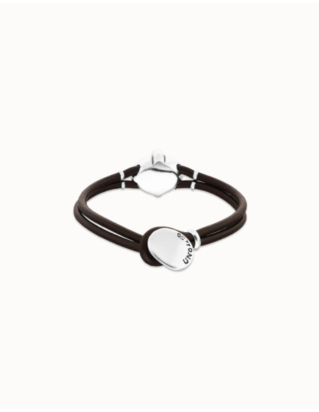 Pulsera de cuero con cristal facetado gris UNOde50