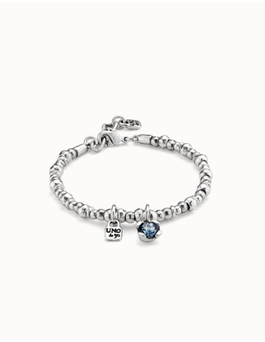 Pulsera UNOde50 bolas con piedra azul