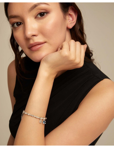 Pulsera UNOde50 bolas con piedra azul