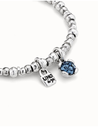 Pulsera UNOde50 bolas con piedra azul