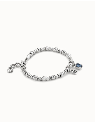 Pulsera UNOde50 bolas con piedra azul